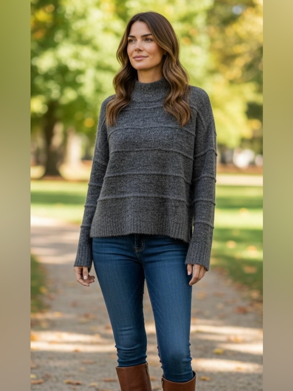 Vero Moda Dark Gray Mock Neck Knit Sweater